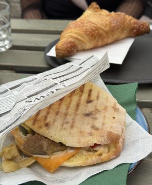 Panini vegano and apricot croissant   at InPiazza Caffe in Berlin