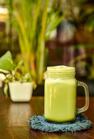 Matcha Latte with Homemade Coconut Milk at Tierra Verde in Playa Del Carmen