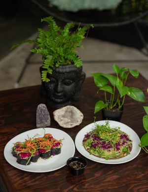 Raw Sushi & Lotus Wrap at Tierra Verde in Playa Del Carmen