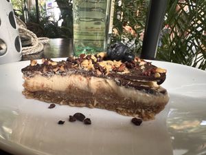 The best raw peanut butter cheesecake ever!   at Tierra Verde in Playa Del Carmen
