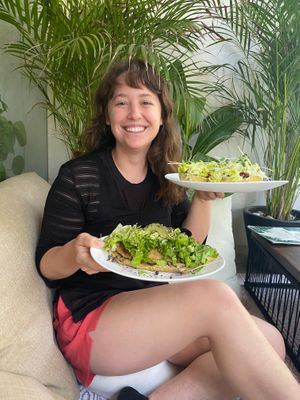 Chickpea omelette & toast at Tierra Verde in Playa Del Carmen