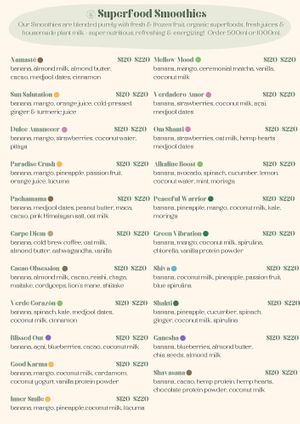 Menu 4 at Tierra Verde in Playa Del Carmen