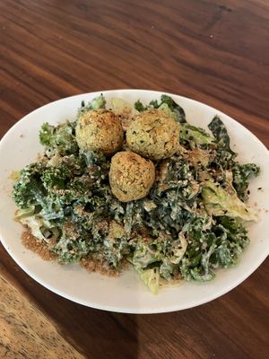 Kale Cesar with Falafel 🧆   at Tierra Verde in Playa Del Carmen