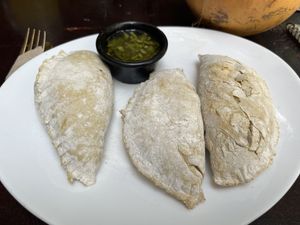 empanadas with three different kind of fillings  at Tierra Verde in Playa Del Carmen