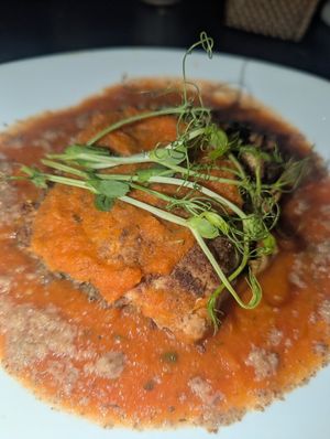 Vegan lasagna at Tierra Verde in Playa Del Carmen