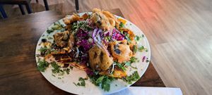 Nachos with portobello as protein choice at The Vegan Vato in Victorville