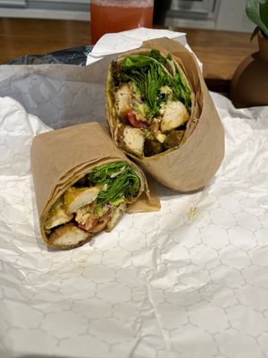 Tofu greens wrap  at Basil & Bunny in Bristol