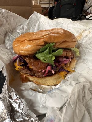 crab rangoon burger   at Basil & Bunny in Bristol