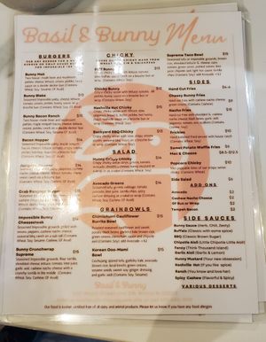 allergens at Basil & Bunny in Bristol