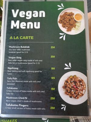 Menu at Vegan Cebu CIty - Wholefoods Plant-Based Cafe in Cebu
