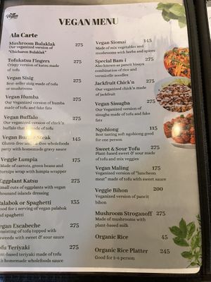 Menu  at Vegan Cebu CIty - Wholefoods Plant-Based Cafe in Cebu