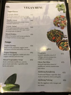 Menu  at Vegan Cebu CIty - Wholefoods Plant-Based Cafe in Cebu