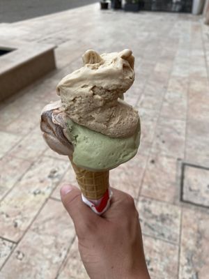 Pistachio, hazelnut and chocolate cream  at Amore Di Gelati in Salo