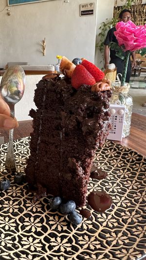 Towering chocolate cake  at CASA AÜA MÉRIDA in Merida