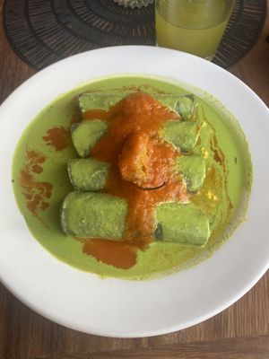 Tortillas with tofu “egg”. Traditional Mayan dish.  at CASA AÜA MÉRIDA in Merida