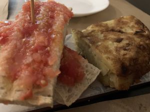 Catalan bread and Spanish omelette   at La Perra Verde in Barcelona