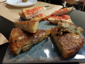 Truffle tortilla at La Perra Verde in Barcelona