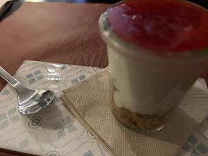 Cheese cake  #Veganuary at La Perra Verde in Barcelona