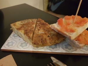 Truffle tortilla at La Perra Verde in Barcelona