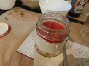 Homemade "cheese" cake at La Perra Verde in Barcelona