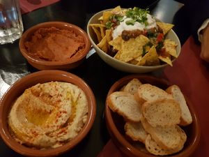 Tapas spread at La Perra Verde in Barcelona