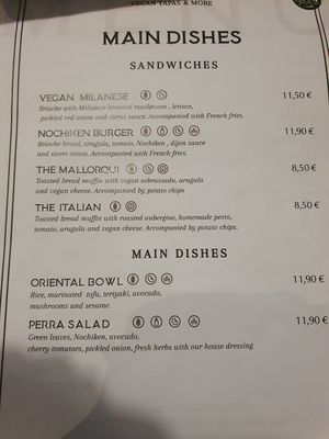 Menu at La Perra Verde in Barcelona