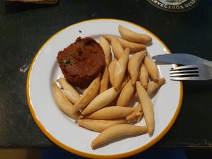 Sobrassada tapa at La Perra Verde in Barcelona