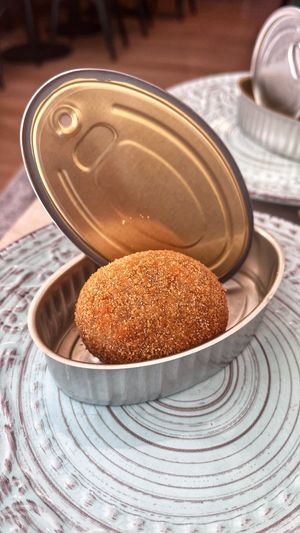 Croqueta berenjena y tomate   at La Perra Verde in Barcelona