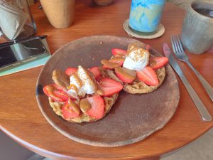 Matcha waffles at JAJAJANA in Merida