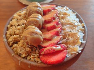 Chocolate protein ball with (protein) cookie dough balls at JAJAJANA in Merida