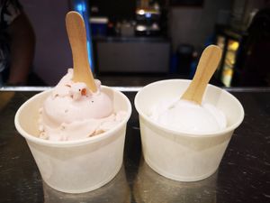 Blueberry Sorbet and Vegan Coconut Ice Cream at Gusto Gelato in El Nido