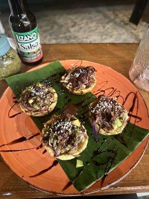 Excellent veggie montadito! Very yummy  at Pura Vida in Roatan