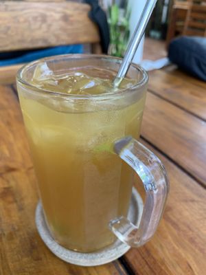 Sugar cane with gingerr #Veganuary at Pura Vida in Roatan