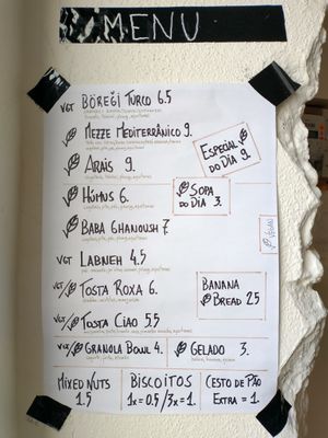 Menu at PENTAGON in Lisbon