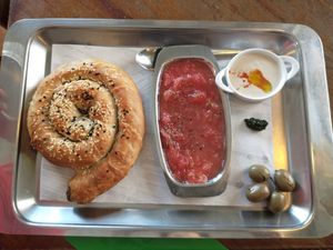 Vegan potato borek at PENTAGON in Lisbon