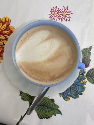 Oat milk cappuccino   at PENTAGON in Lisbon