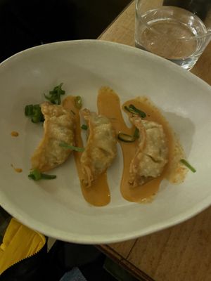 3 gyozas each in the Omokase menu  at Bloom Sushi in Paris
