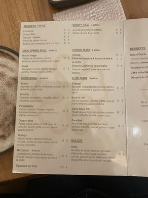 Food menu  #Veganuary at Bloom Sushi in Paris