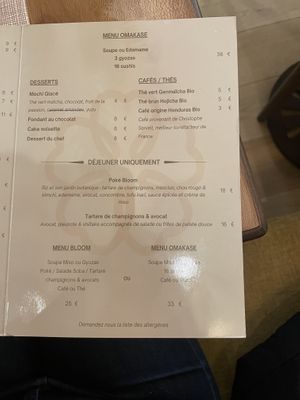 Food menu  #Veganuary at Bloom Sushi in Paris