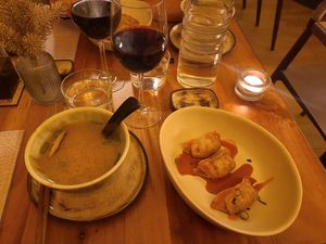 Soupe miso + gyoza at Bloom Sushi in Paris