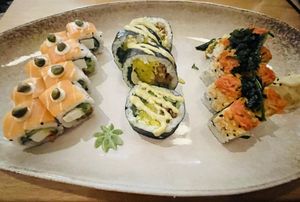 Philadelphia California makis, Popeye Futo makis and Rosso California makis  at Bloom Sushi in Paris