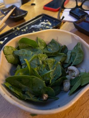 Spinach salad  at Bloom Sushi in Paris