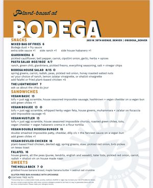 Plant based menu options!  at Odie B's in Denver
