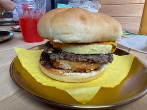 Vegan Breakfast Sandwich with sausage, cheese & Just Egg at Odie B's in Denver