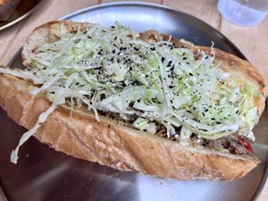 Vegan chopped cheese sandwich   at Odie B's in Denver