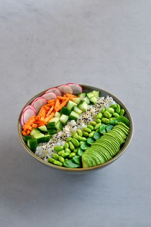 Buddha Bowl 
Sushi-Reis I Grünzeug I Edamame I Karotten I Avocado I Sesam-Limetten Dressing at Lacanto in Freising