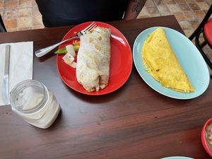 Veggie Supreme Burrito, a Mushroom Quesadilla , and Horchata… over ordered, brought home most of the burrito. Super good 😋  at El Cantaro Vegan Taqueria in Sacramento
