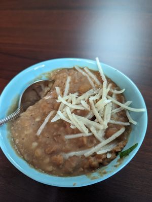 Pinto beans as the side at El Cantaro Vegan Taqueria in Sacramento