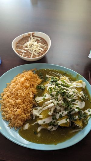 Spinach enchiladas at El Cantaro Vegan Taqueria in Sacramento