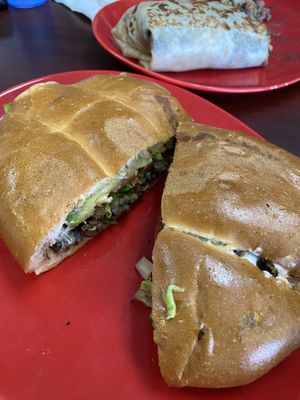 asada torta  at El Cantaro Vegan Taqueria in Sacramento